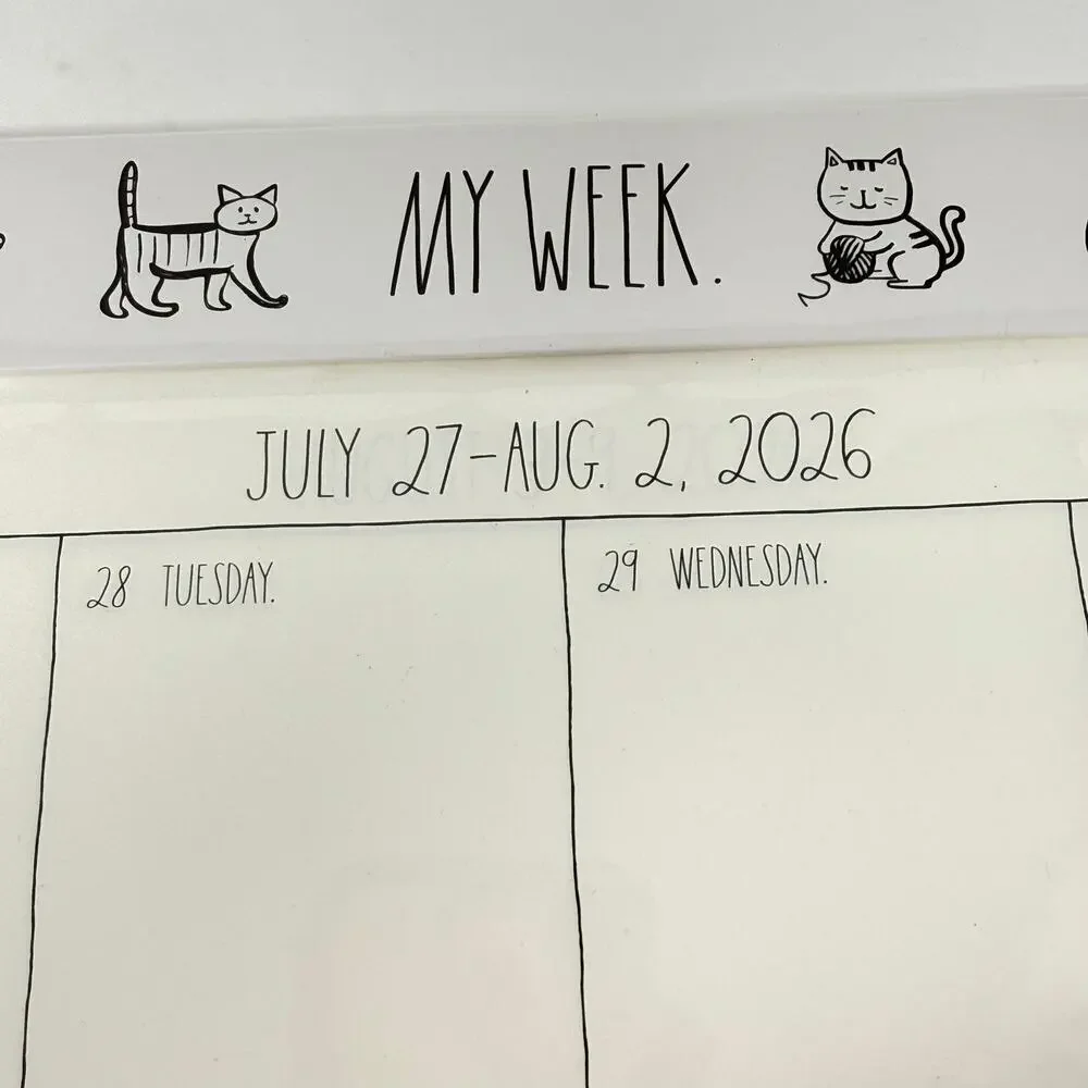 Rae Dunn My Week 17 Month Planner Aug 2026-Dec 2027 Cat Desk Weekly Organizer